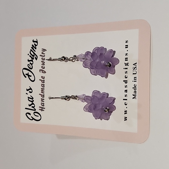 1770- Beads Handmade Women's Earrings Purple Color NWT - Picture 1 of 4